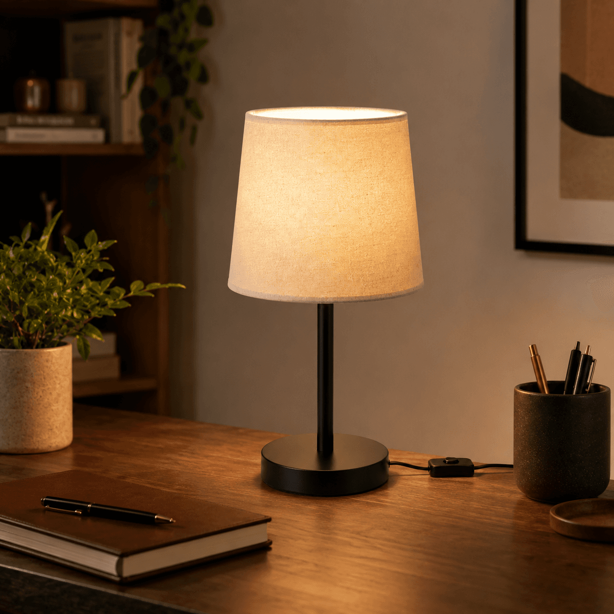 Linen Shade USB Bedside Lamp product image