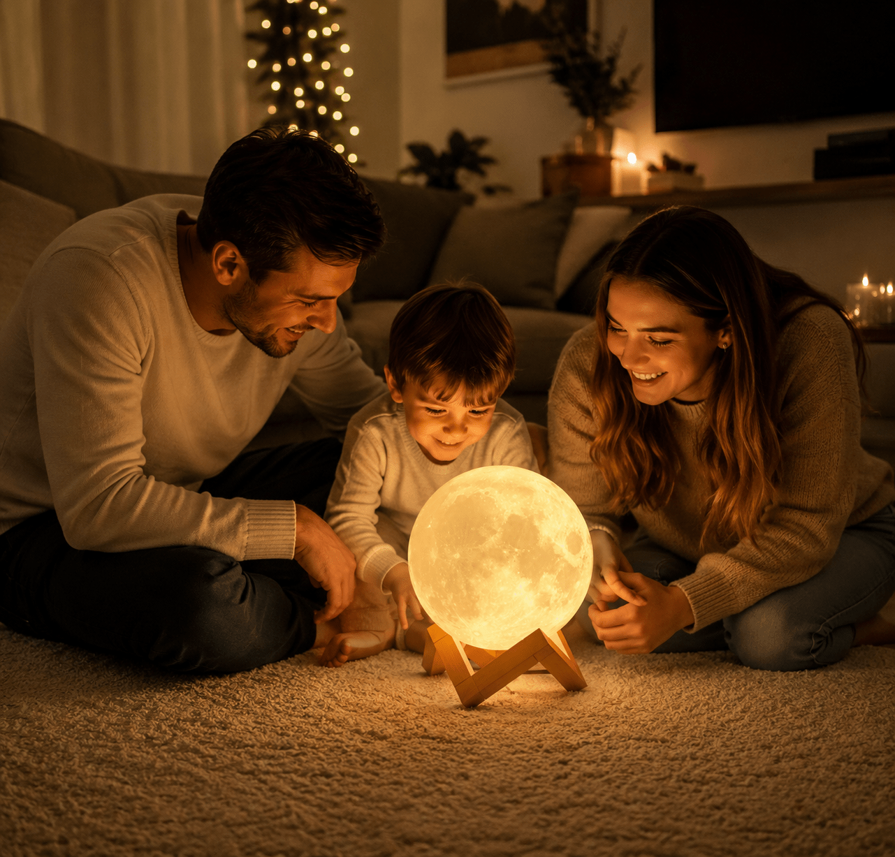 3D Moon Night Light – 16 - Colour LED Lunar Lamp with Wooden Stand - Lumière HomeNight Light