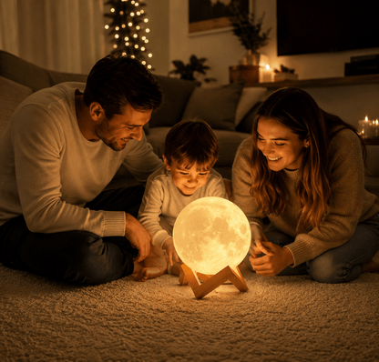 3D Moon Night Light – 16 - Colour LED Lunar Lamp with Wooden Stand - Lumière HomeNight Light