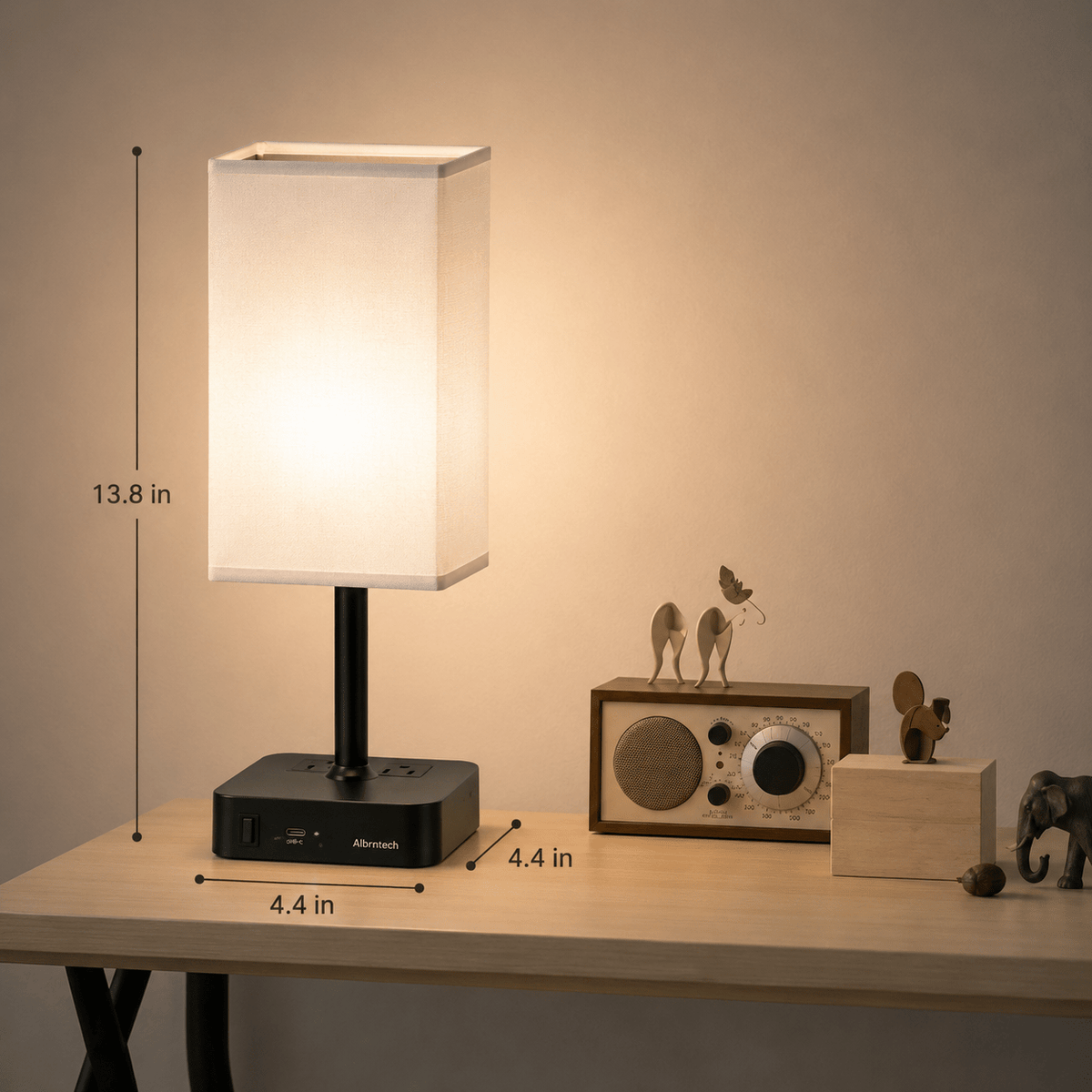 Bedside Table Lamp with USB Ports & AC Outlet – Minimalist LED Nightstand Lamp - Lumière HomeTable Lamp