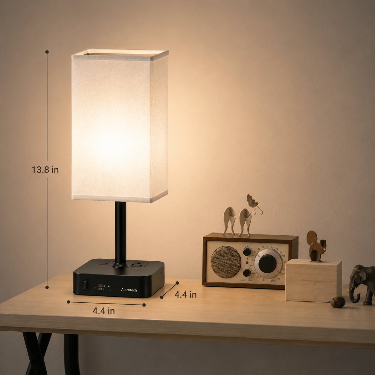 Bedside Table Lamp with USB Ports & AC Outlet – Minimalist LED Nightstand Lamp - Lumière HomeTable Lamp