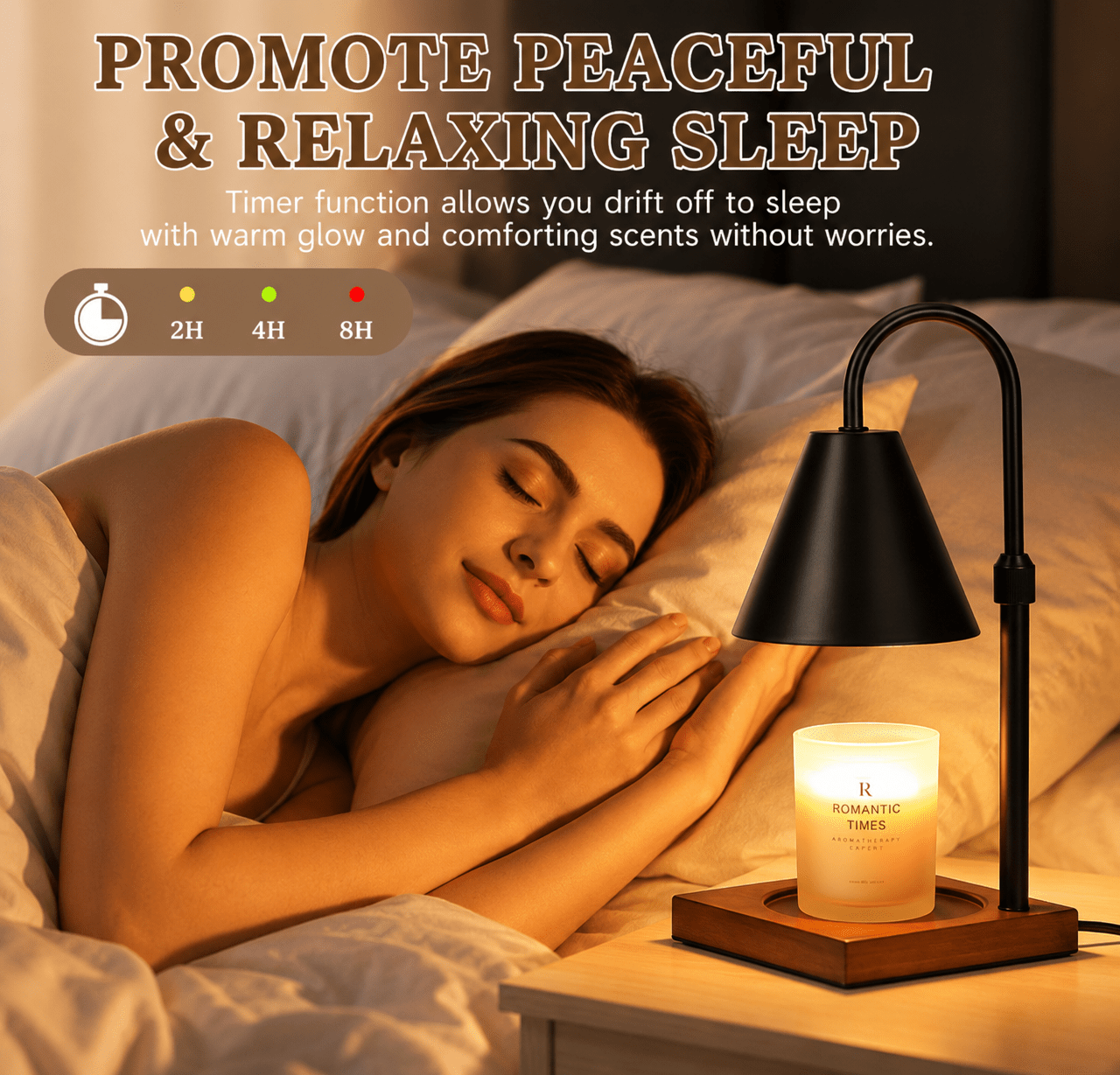 Candle Warmer Lamp with Timer & Dimmer – Adjustable Height - Lumière HomeHome Decor