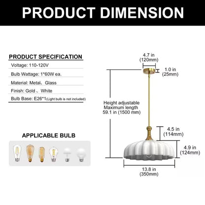 Gold Glass Pendant Light – 1 - Light Minimalist Ceiling Lamp - Lumière HomePendant Light