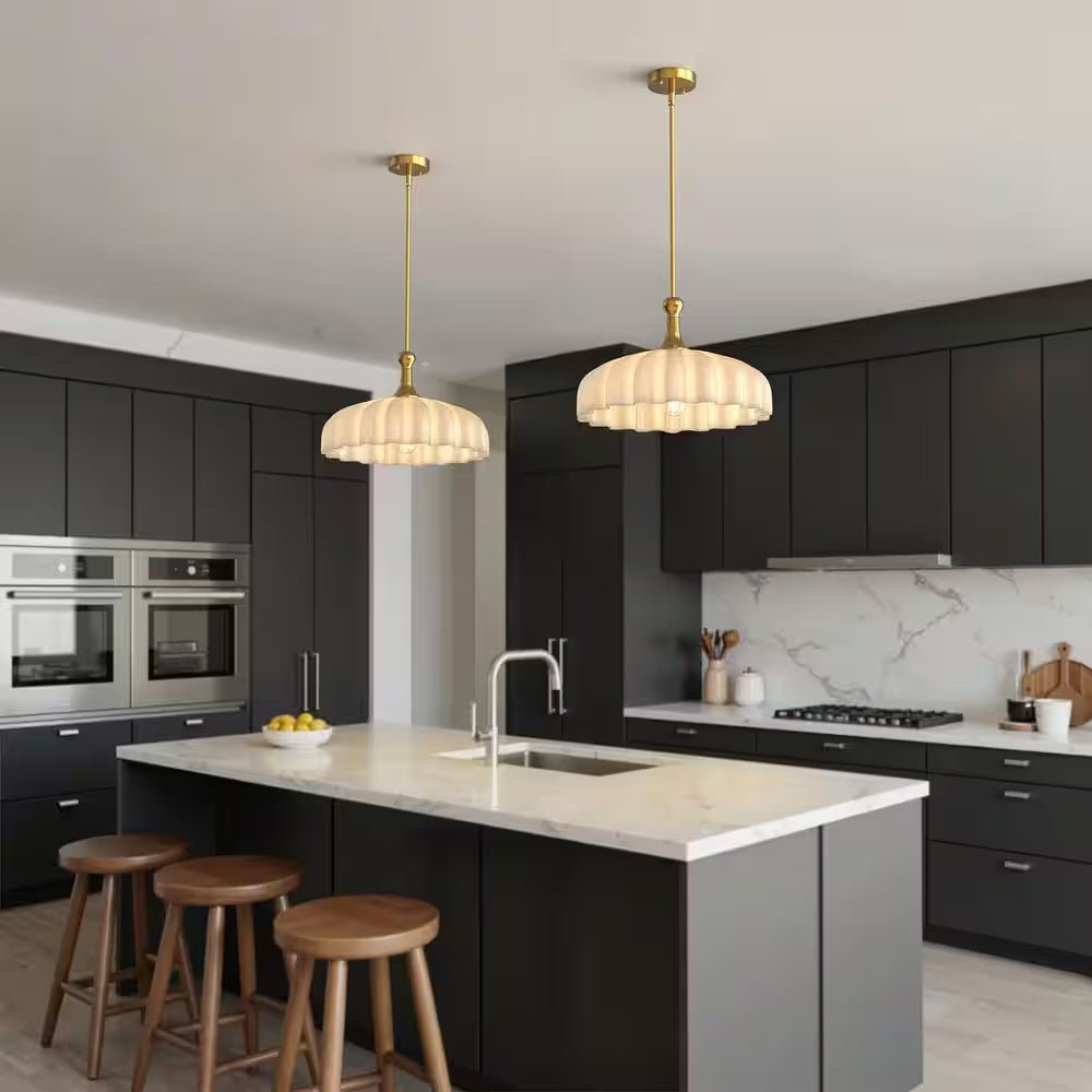 Gold Glass Pendant Light – 1 - Light Minimalist Ceiling Lamp - Lumière HomePendant Light