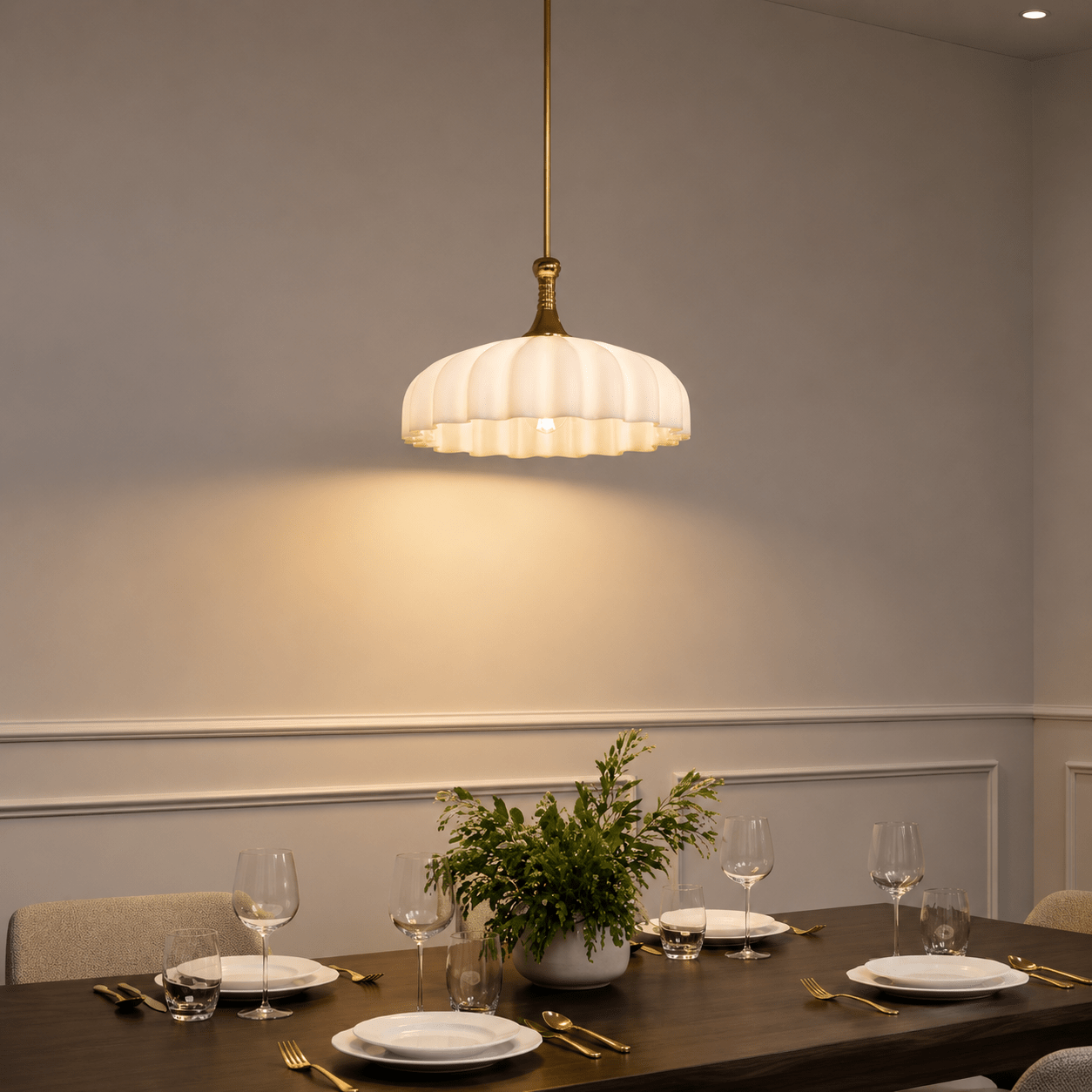 Gold Glass Pendant Light – 1 - Light Minimalist Ceiling Lamp - Lumière HomePendant Light