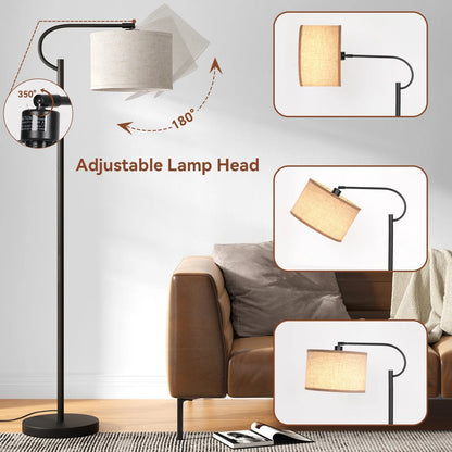 Modern Arc Floor Lamp – 63" Dimmable Standing Lamp with Linen Shade - Lumière HomeFloor Lamp