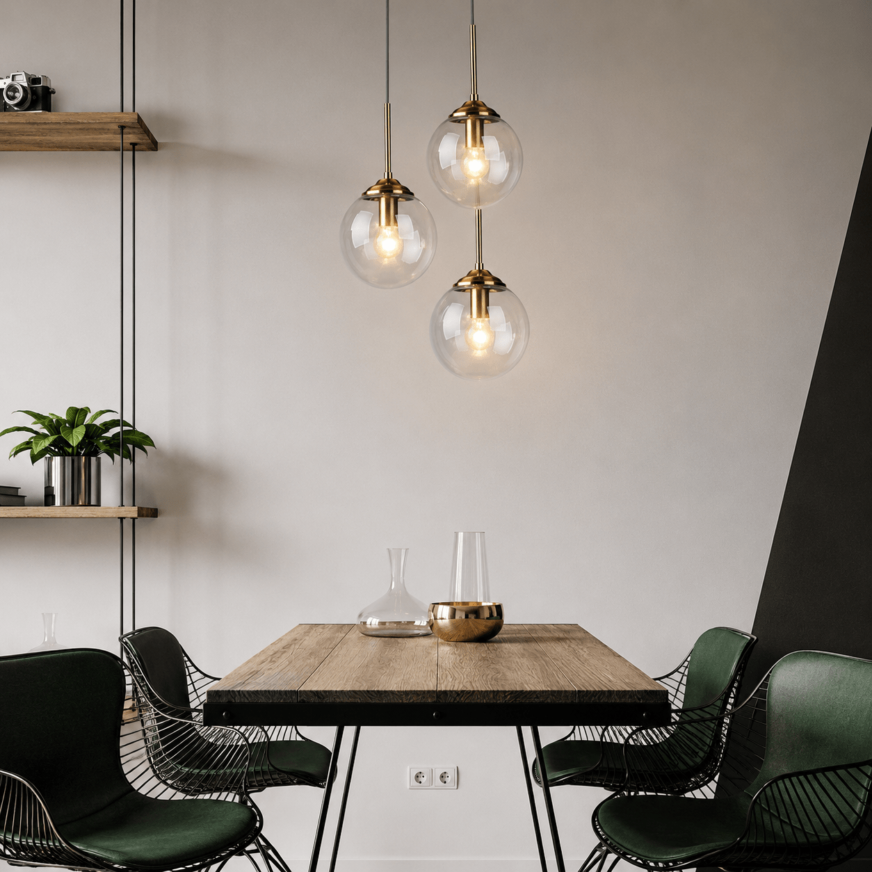 Nordic Glass Pendant Lamp – 3 - Head LED Chandelier - Lumière HomePendant Light