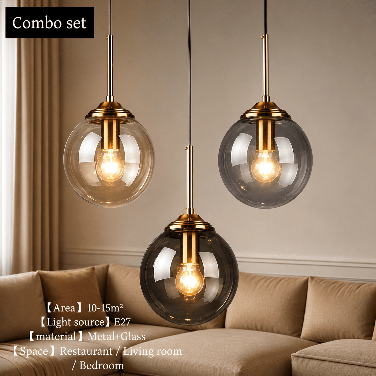 Nordic Glass Pendant Lamp – 3 - Head LED Chandelier - Lumière HomePendant Light