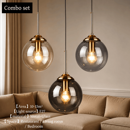 Nordic Glass Pendant Lamp – 3 - Head LED Chandelier - Lumière HomePendant Light
