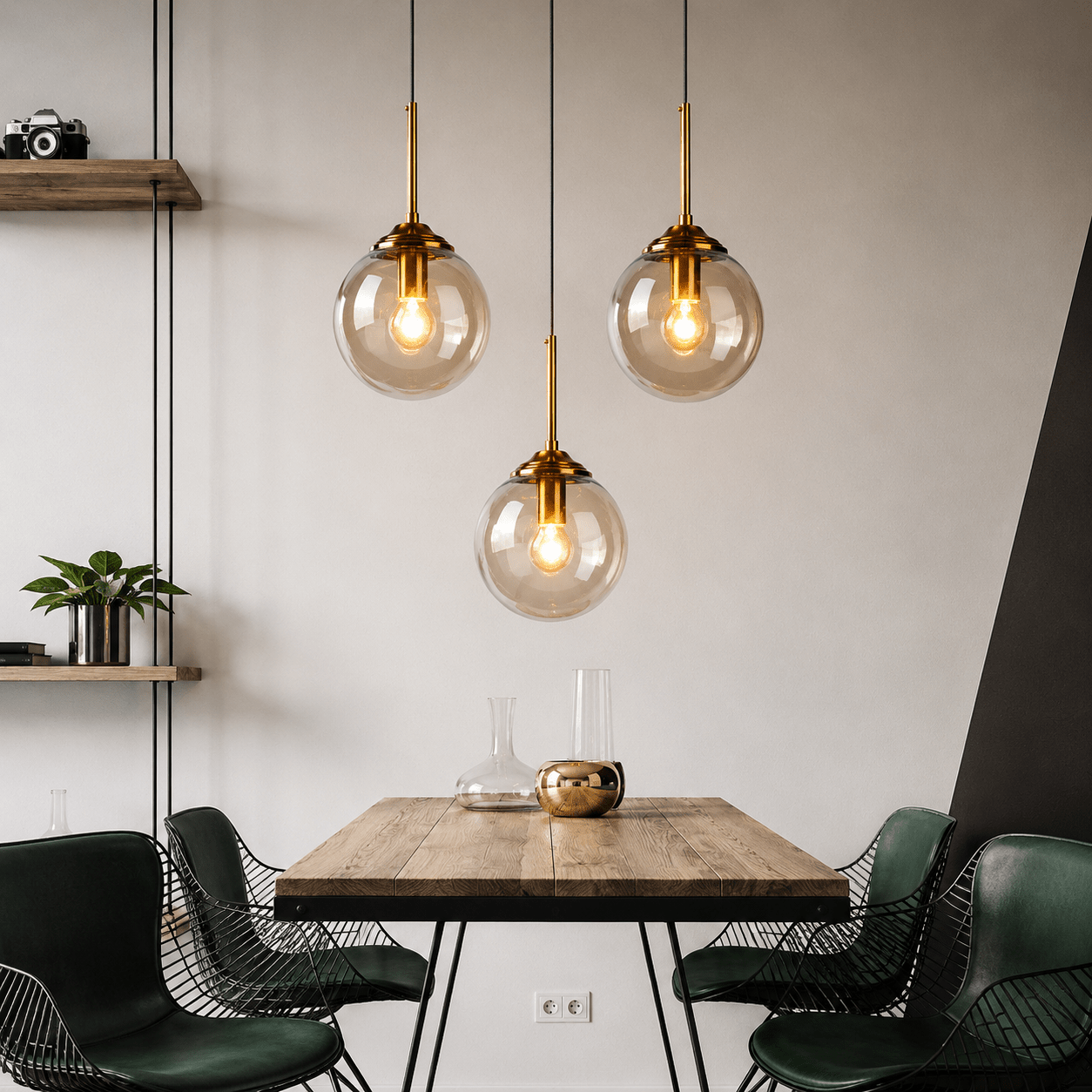 Nordic Glass Pendant Lamp – 3 - Head LED Chandelier - Lumière HomePendant Light
