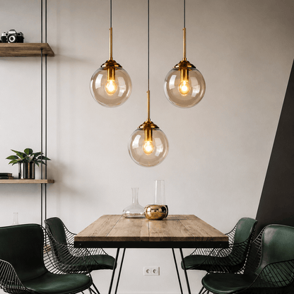 Nordic Glass Pendant Lamp – 3 - Head LED Chandelier - Lumière HomePendant Light