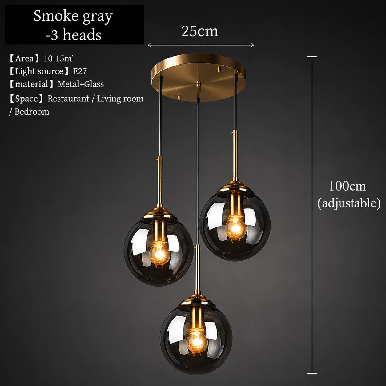 Nordic Glass Pendant Lamp – 3 - Head LED Chandelier - Lumière HomePendant Light