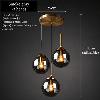 Nordic Glass Pendant Lamp – 3 - Head LED Chandelier - Lumière HomePendant Light