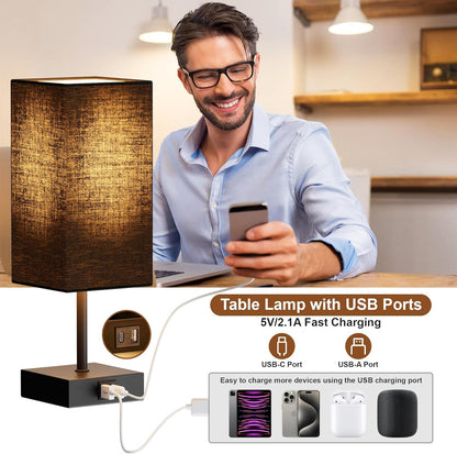 Touch Bedside Lamp with USB Charging Ports – 3 - Way Dimmable - Lumière HomeTable Lamp
