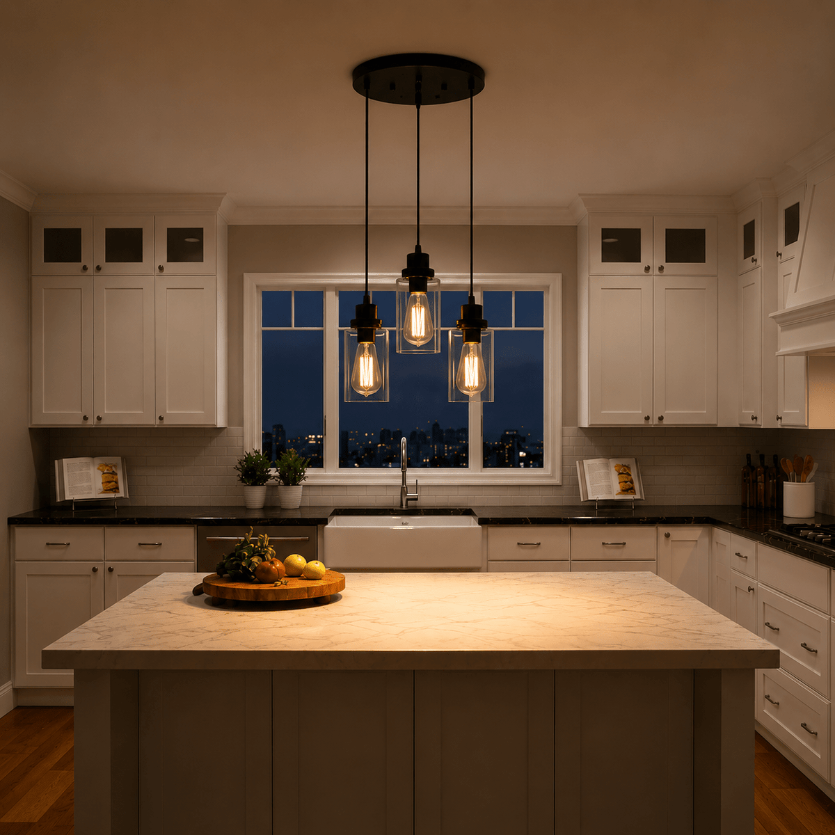 Vintage 3 - Light Black Glass Pendant Light – Cluster Ceiling Fixture - Lumière HomePendant Light