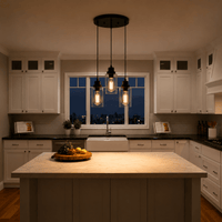 Vintage 3 - Light Black Glass Pendant Light – Cluster Ceiling Fixture - Lumière HomePendant Light