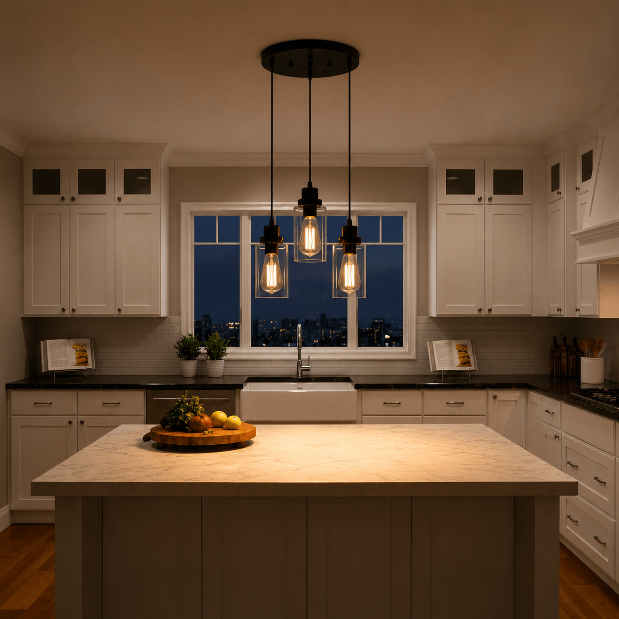 Vintage 3 - Light Black Glass Pendant Light – Cluster Ceiling Fixture - Lumière HomePendant Light