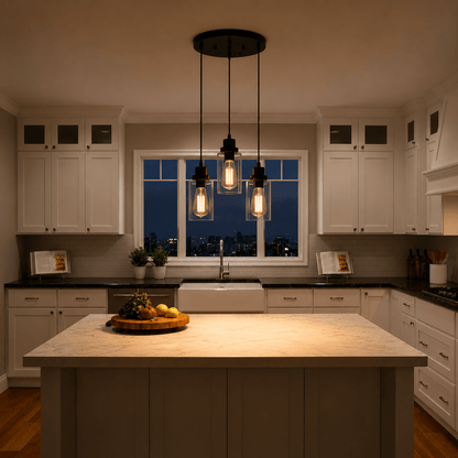 Vintage 3 - Light Black Glass Pendant Light – Cluster Ceiling Fixture - Lumière HomePendant Light