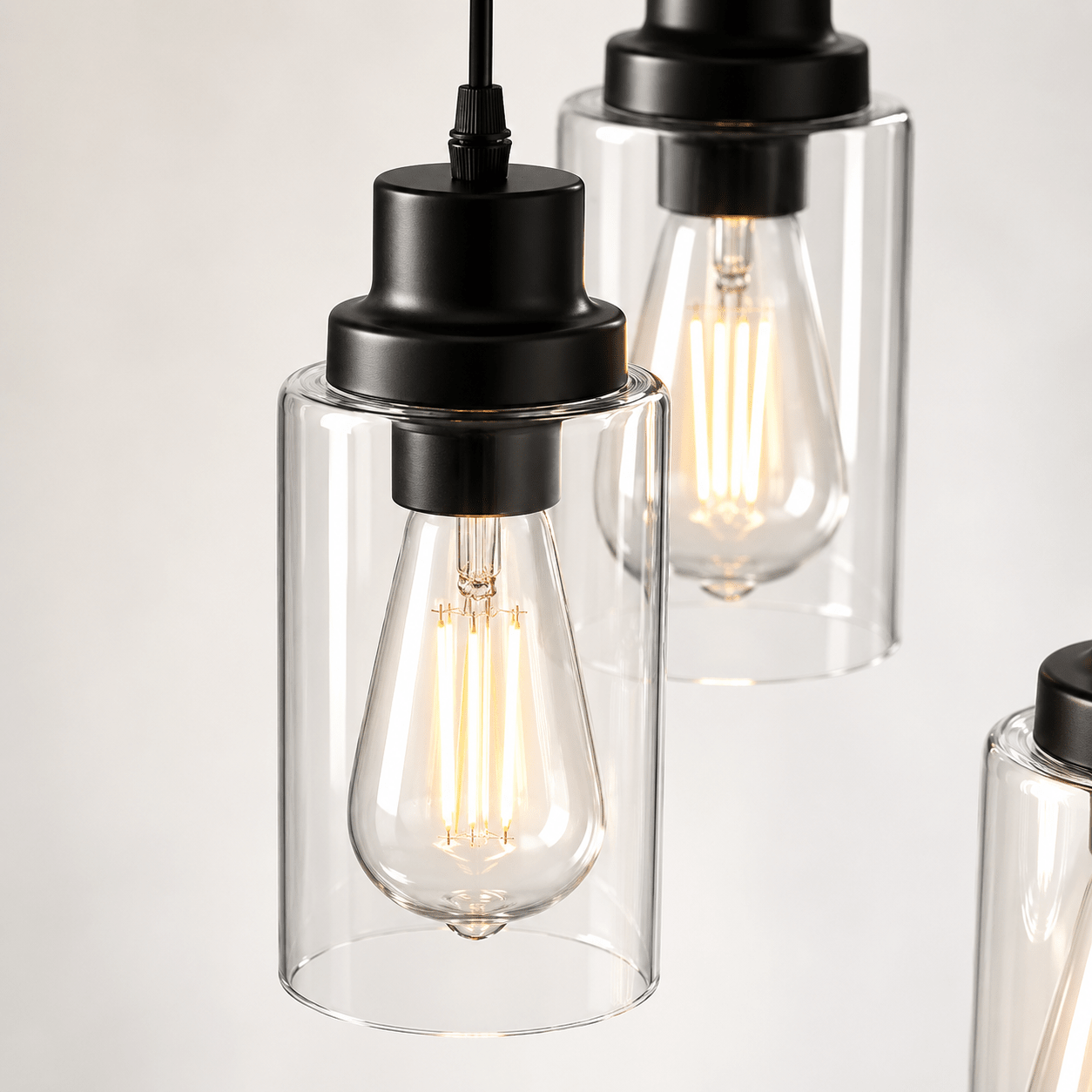 Vintage 3 - Light Black Glass Pendant Light – Cluster Ceiling Fixture - Lumière HomePendant Light