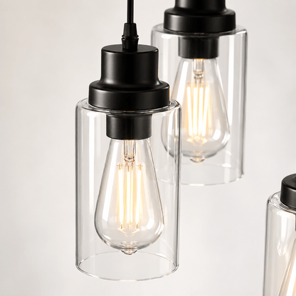 Vintage 3 - Light Black Glass Pendant Light – Cluster Ceiling Fixture - Lumière HomePendant Light
